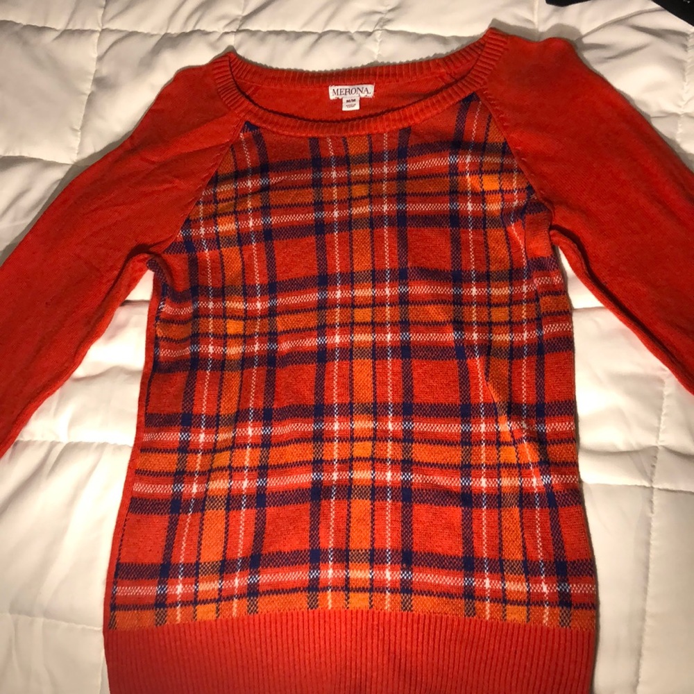 Merona, Plaid Orange Sweater